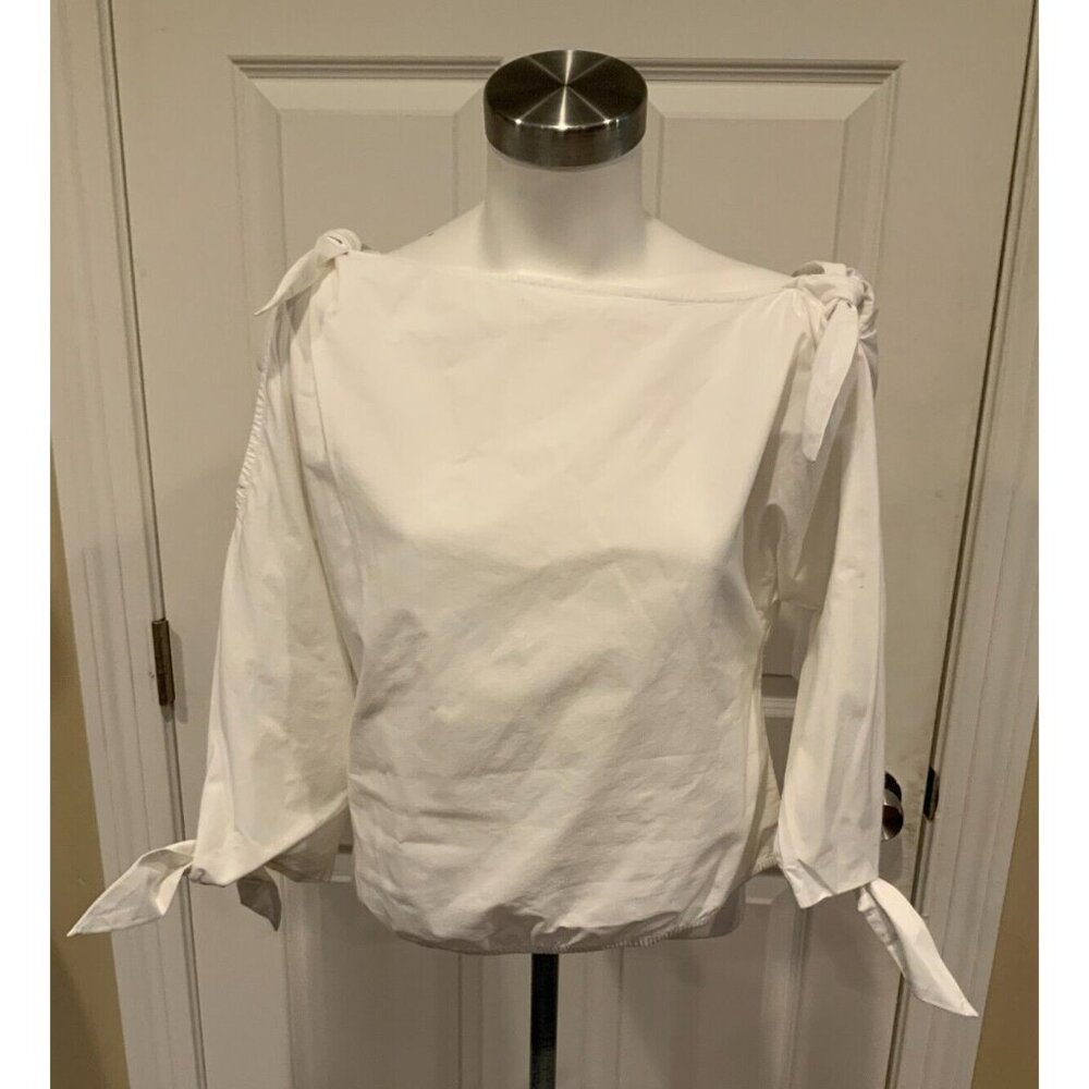 Joie White Tie-Shoulder Cotton Blouse